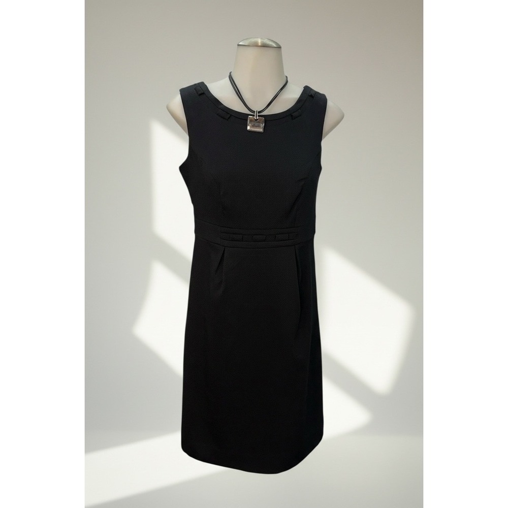 Merona Sheath Dress Women 2 Black Sleeveless Piqué Textured Career‎ LBD Office